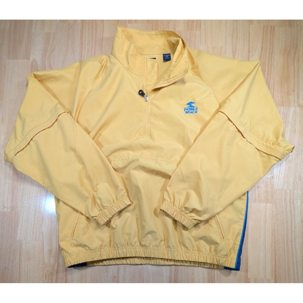 Pebble Beach Jacket Mens M Yellow Convertible Zip Off Sleeves Golf